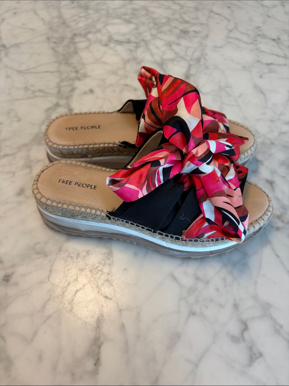 Free People Pink and Black Chapmin Espadrille Platform Sandals Size 36 / 6